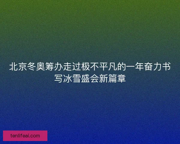 北京冬奥筹办走过极不平凡的一年奋力书写冰雪盛会新篇章
